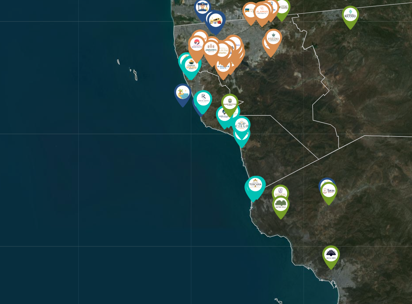 Mapa de desarrollos Vive en Baja